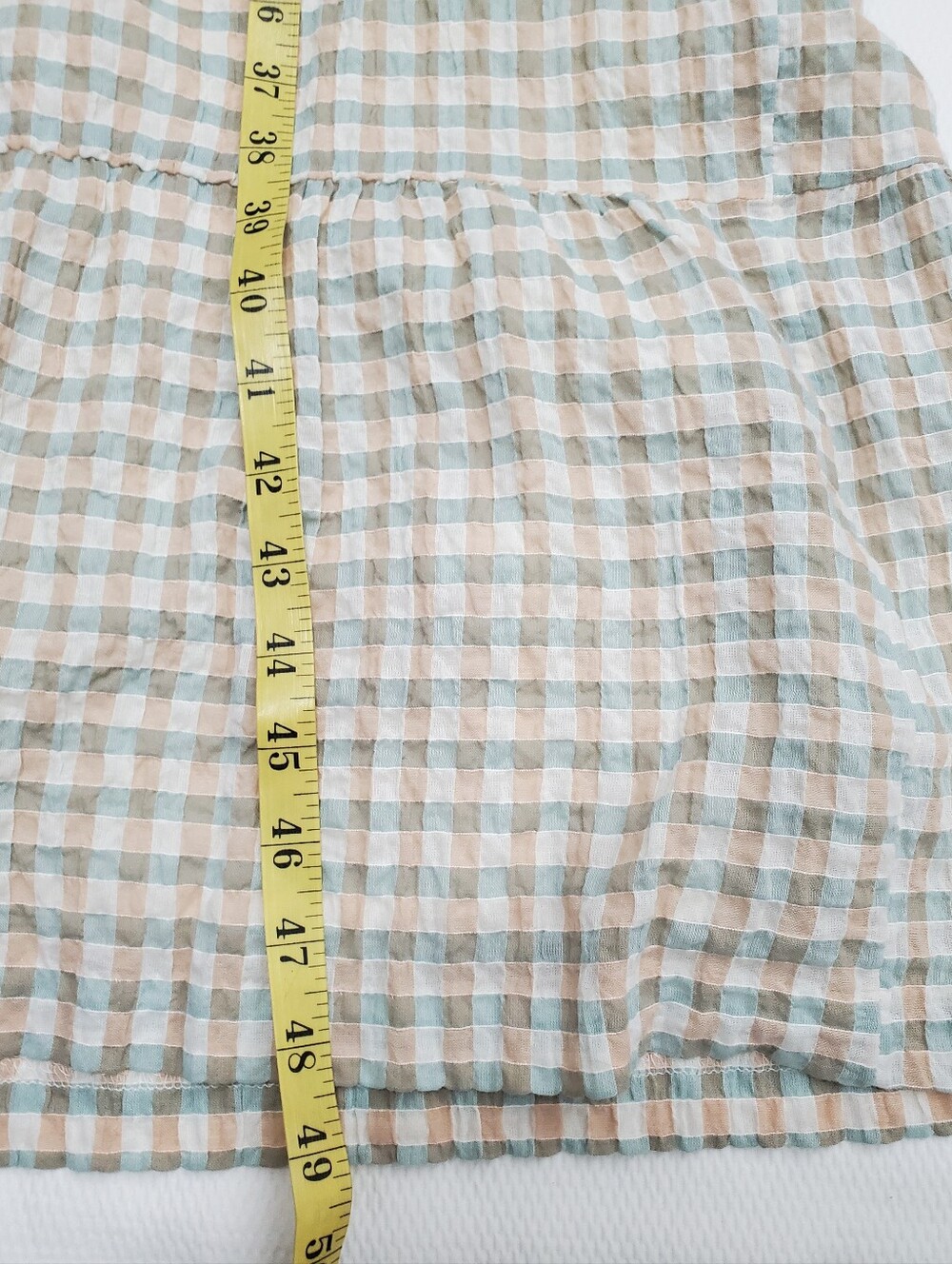 Madewell Gingham Seersucker Tiered Midi Dress Ruffle Sleeve Medium - Picture 14 of 15